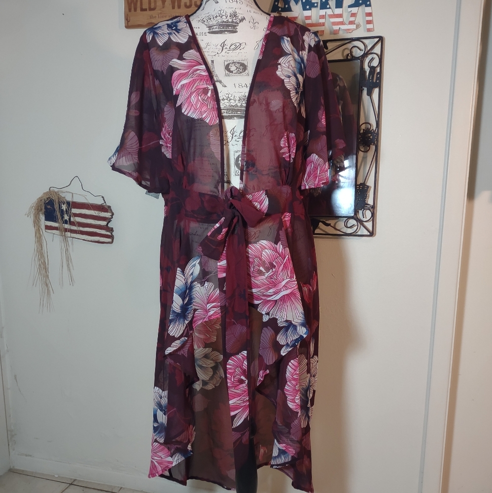 "Live 4 TRUTH" Duster/ Cardigan/Swim Cover/Robe, size 1X, semi-sheer